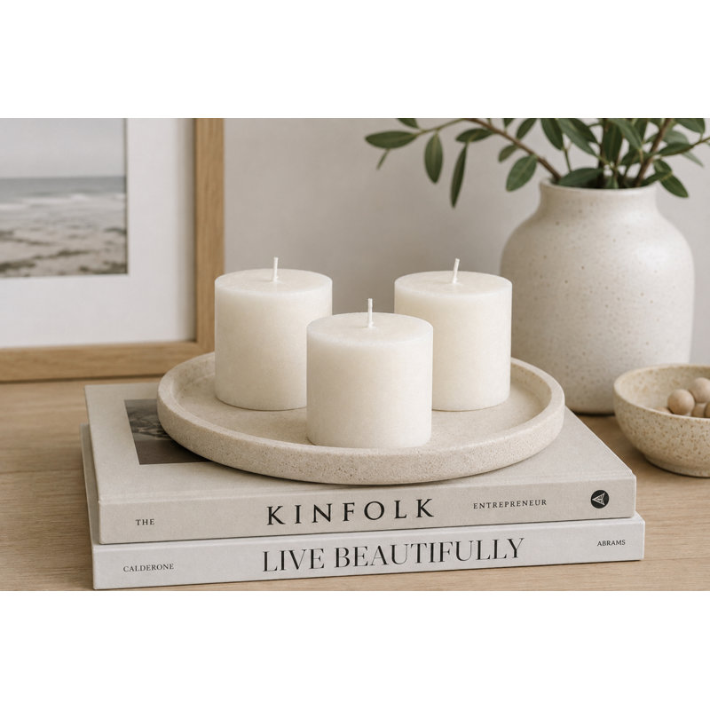 Mini chandelle blanche blanche sans parfum, Blanc