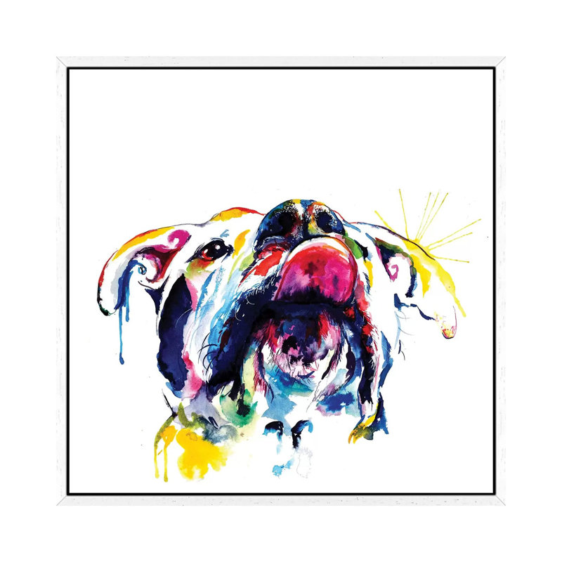 Smile by Weekday Best - Painting on Canvas, 45.72 cm H x 45.72 cm W, White Framed