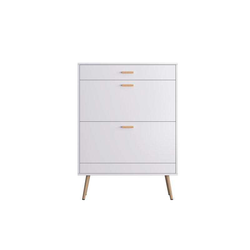 Armoire à chaussures blanche compacte et peu encombrante - Rangement escamotable dissimulé pour le désordre