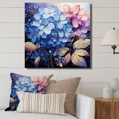 Blue Pink Hydrangea Hydrangea Whispers - Print on Canvas