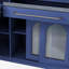 Buffet autoportant de 63 po de largeur avec huche, grande armoire de rangement pour bar à café avec 6 tiroirs, 5 armoires avec tablettes réglables, panneau perforé, porte-serviettes, prise de courant, bleu