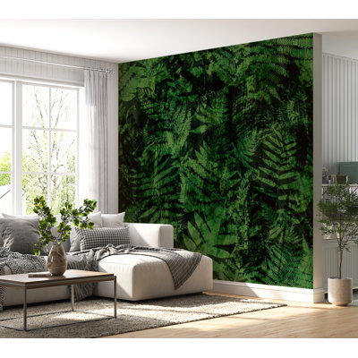 Adhésif mural botanique pelez et collez Odion - texture forêt foncée
