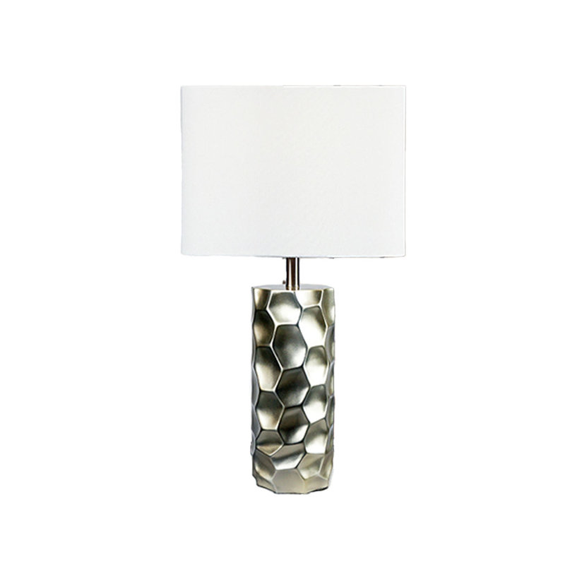 Ensemble de 2 lampes de table Limy, abat-jour blanc, base en résine argentée, 29 pouces