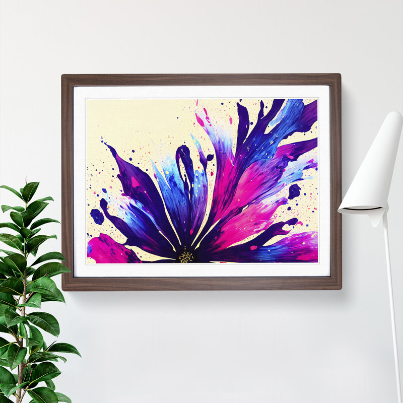 Flower Splash Vol.8 Abstract - Single Picture Frame Painting, 46cm H x 64cm W x 2cm D, Walnut