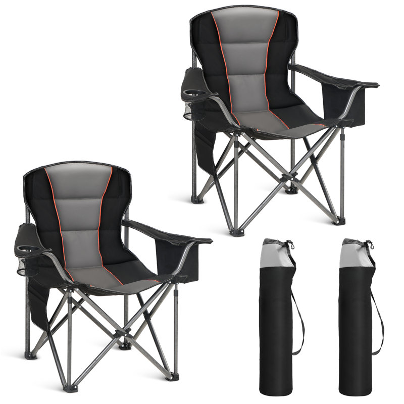 Fauteuil de camping Erwann surdimensionné et rembourré avec porte-gobelet, Marine, 2