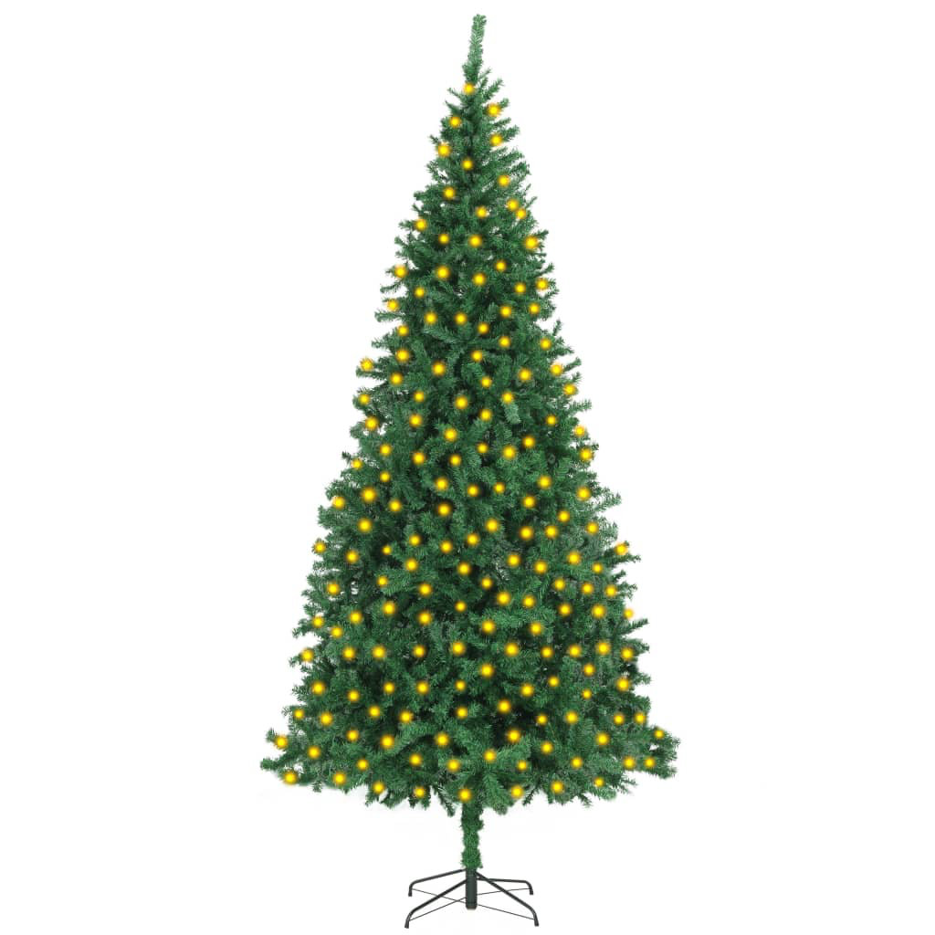 Künstlicher Weihnachtsbaum 300 cm Weiß mit LED-Leuchten und Ständer