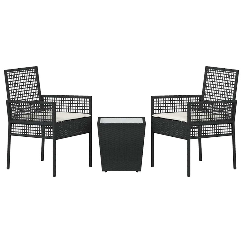 Garden Bistro Set 3 Pcs Poly Rattan, Black
