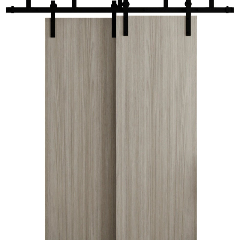 Portes de grange coulissantes pour garde-robe de grange - ESSENTIEL 8001 - Ensemble de quincaillerie de rails modernes de 6,6 pi - Portes de garde-robe de chambre en bois massif
