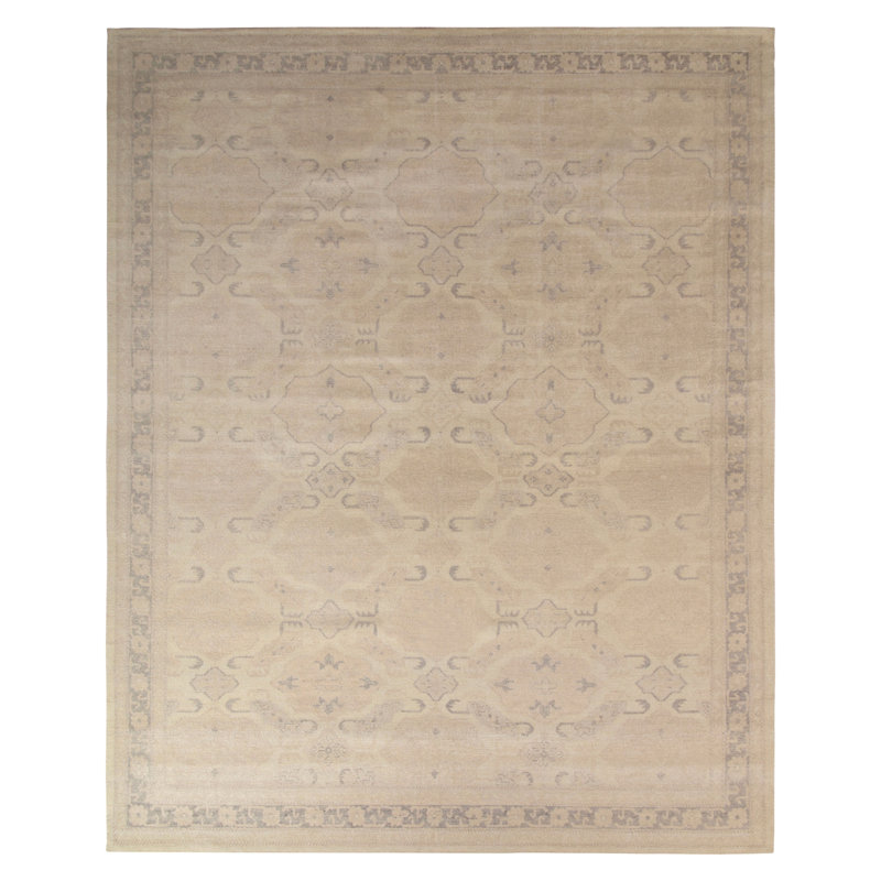 Distressed Homage Hand Knotted Wool Area Rug in Beige, Brown, Ivory, Black, Rectangle 15' x 24'
