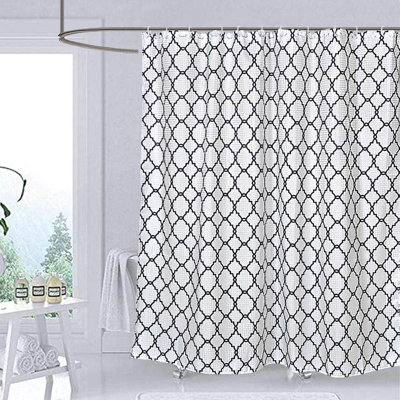 Rideau de douche simple géométrique + crochets