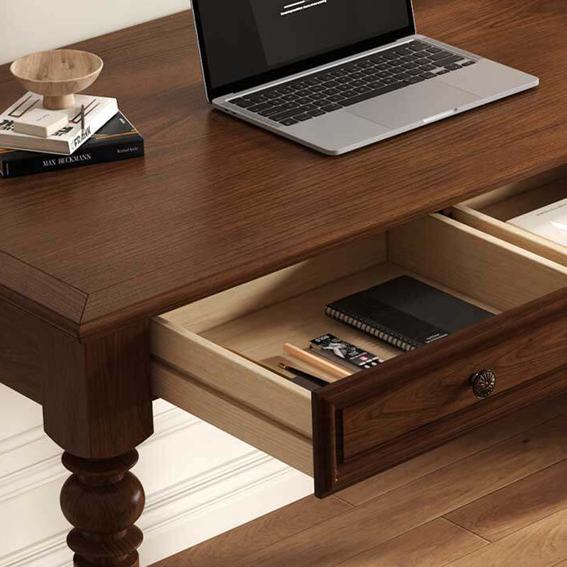 Exquis bureau d'écriture brun foncé rétro, 30.31" H x 39.37" W x 23.62" D