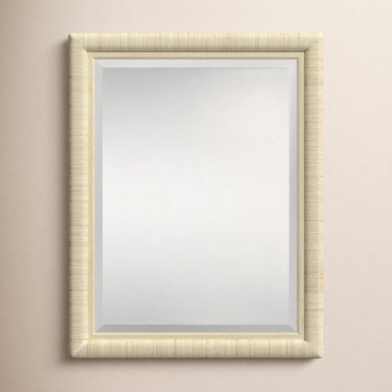 Monterey Rattan Flat Mirror, Bisque