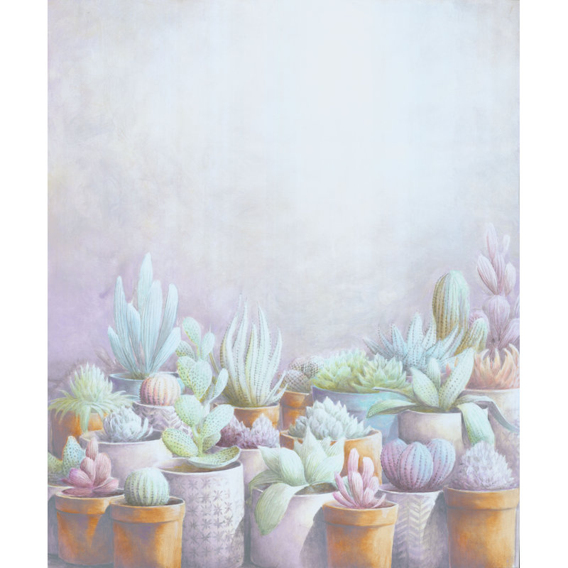 Cactus Pots - Painting Print, 30cm H x 20cm W, Wrapped Canvas