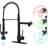 Kitchen Faucet with LED Single Handle Kitchen Sink Faucet with Pull Down Sprayer Commercial Double-Headed Kitchen Faucets Sink with Deck Plate-115750767