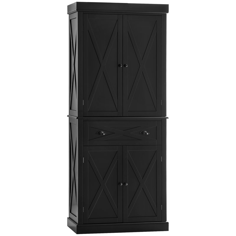 Garde-manger, buffet indépendant à 4 portes, Noir, noir, noir, noir