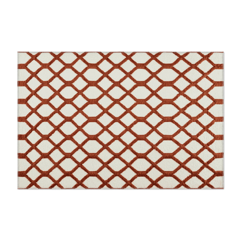Trellis Beige Indoor and Outdoor Area Rug, Rectangle 9' x 12'