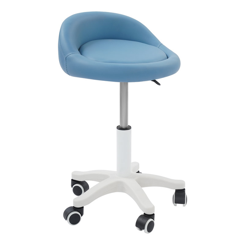 Adjustable Rolling Office Stool, Blue