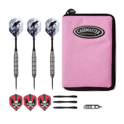 Viper Underground Raven Steel Tip Darts 0.88 oz. And Casemaster Select Pink Nylon Dart Case
