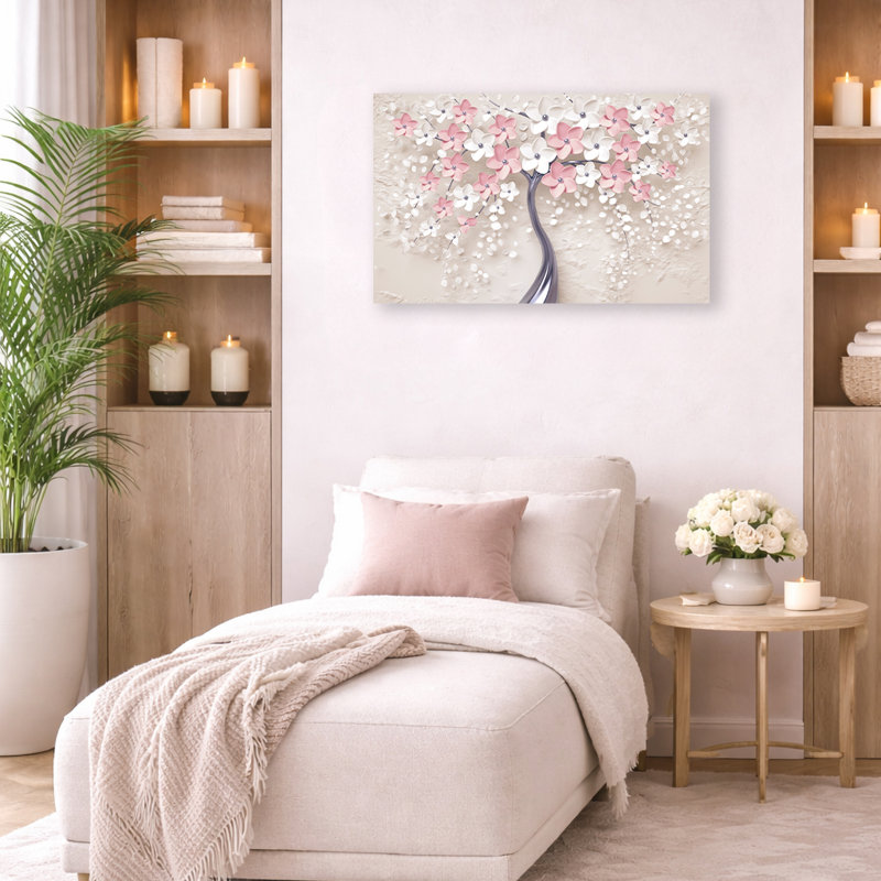 «Blush» et «Ivory Blossoms Tree» - art mural élégant sur toile, H 24 po x l 36 po x P 1,5 po