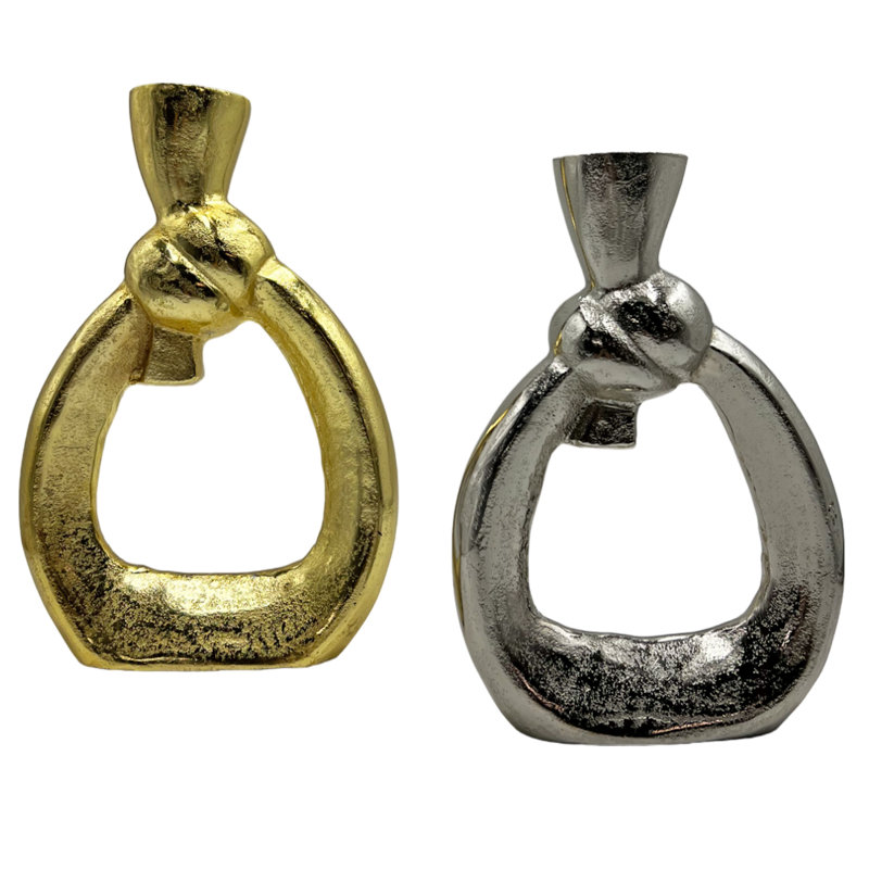 Ensemble de sculpture en or et argent en forme de nœud papillon en aluminium - Figurines décoratives modernes pour décoration intérieure, pièces décoratives de luxe, cadeau des Fêtes
