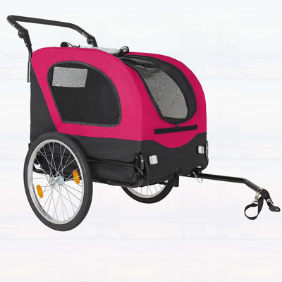 Remorque 2 en 1 et poussette pour animaux jusqu'à 110 lb avec conception pliable et roues à dégagement rapide, filet et housse de pluie