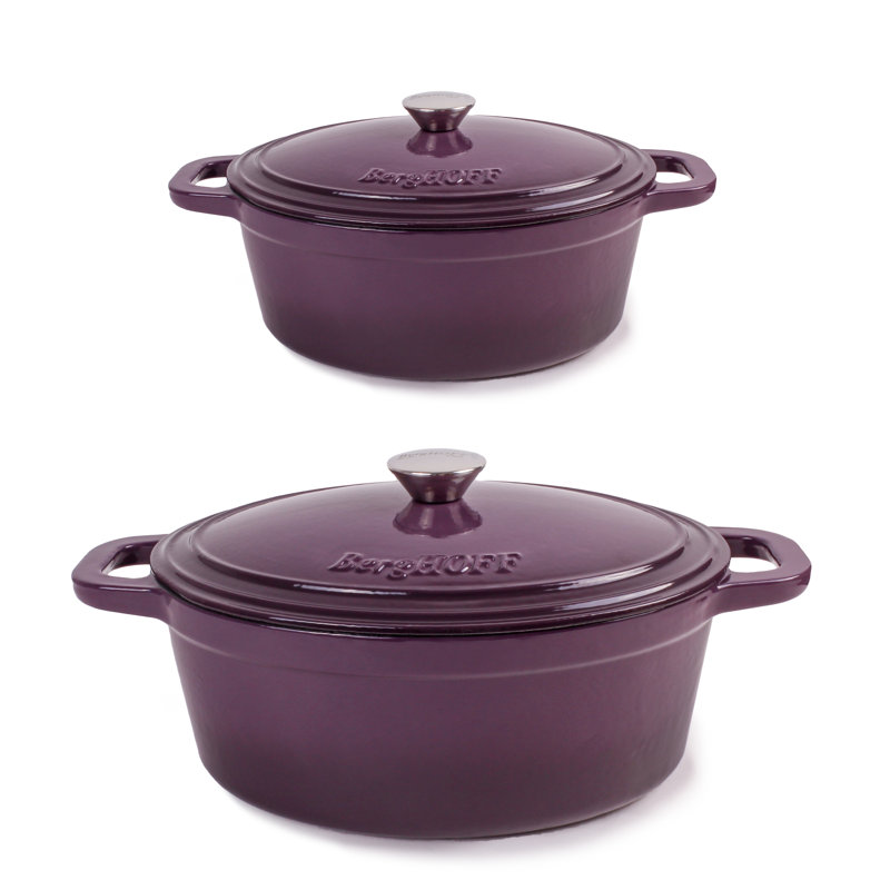 Batterie de cuisine en fonte 4 pièces BergHOFF Neo et 8 pintes Fours néerlandais avec couvercles assortis, H 10 po x l 12 po