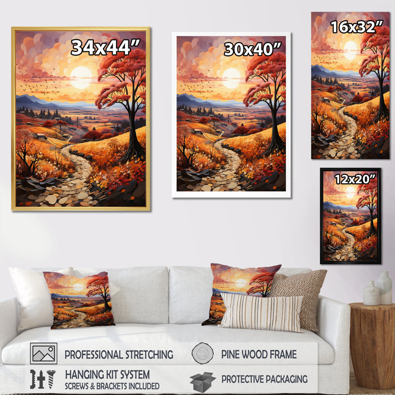 «Charnock Countryside Autumnal Orchard Patchwork I», reproduction sur toile, H 40 po x l 30 po x P 1,5 po, Encadrement doré