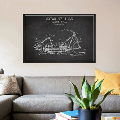 « joshua a. hill motor automobile schema », reproduction d’impression sur toile grise