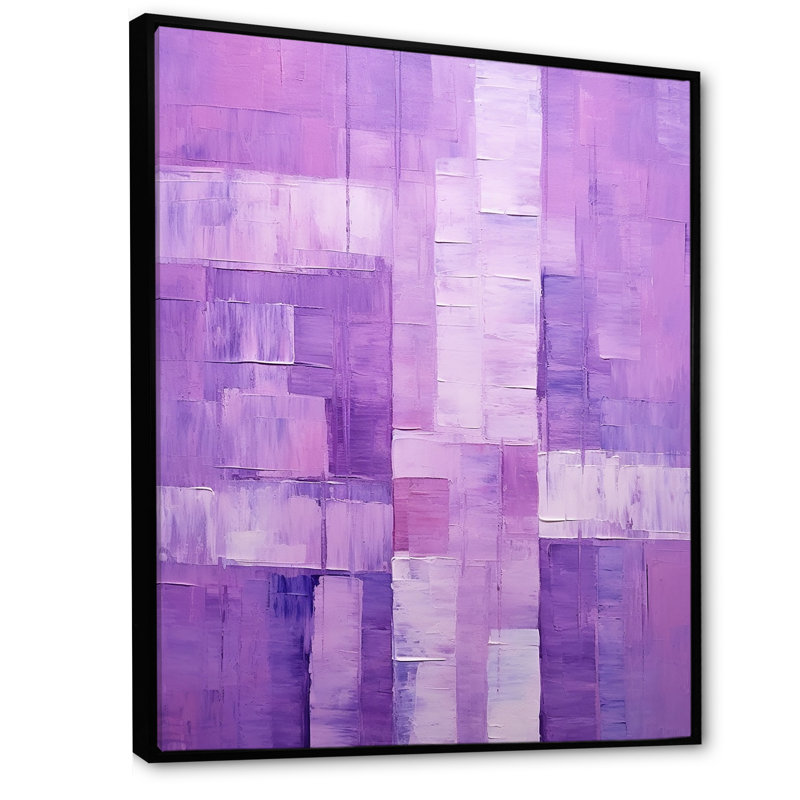 Art Deco Lavender Abstract Lines - reproduction sur toile, Cadre flottant noir, H 20 po x l 12 po x P 1 po
