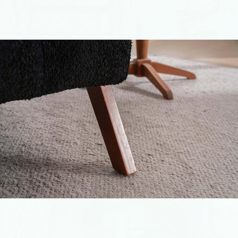 Méridienne en chenille nuage - Structure en bois massif - Noir, H 30,31 po x l 30,31 po x P 26,97 po, Noir