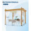 Pergola en aluminium résistant aux intempéries avec auvent bleu réglable et 4 rideaux blancs, petite pergola de patio pour la cour ou le jardin, 10 x 10 pi-125501540-125501542