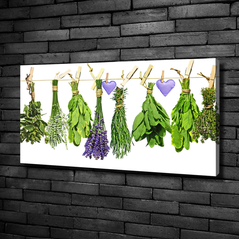 Herbs On A String - No Frame Print, Canvas, 50cm H x 100cm W x 2cm D