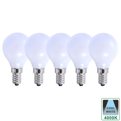 5W E14 Dimmable LED 4000K Golf Light Bulb Opal (Set Of 5)
