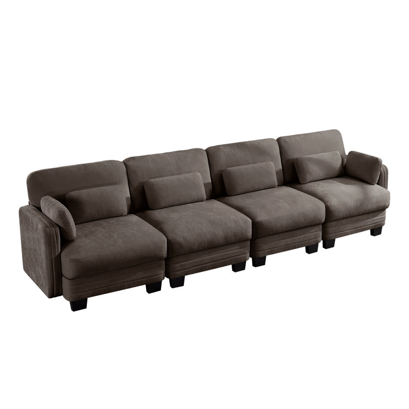 Canapé d'angle modulaire 4 places en chenille, marron moderne, pour la maison