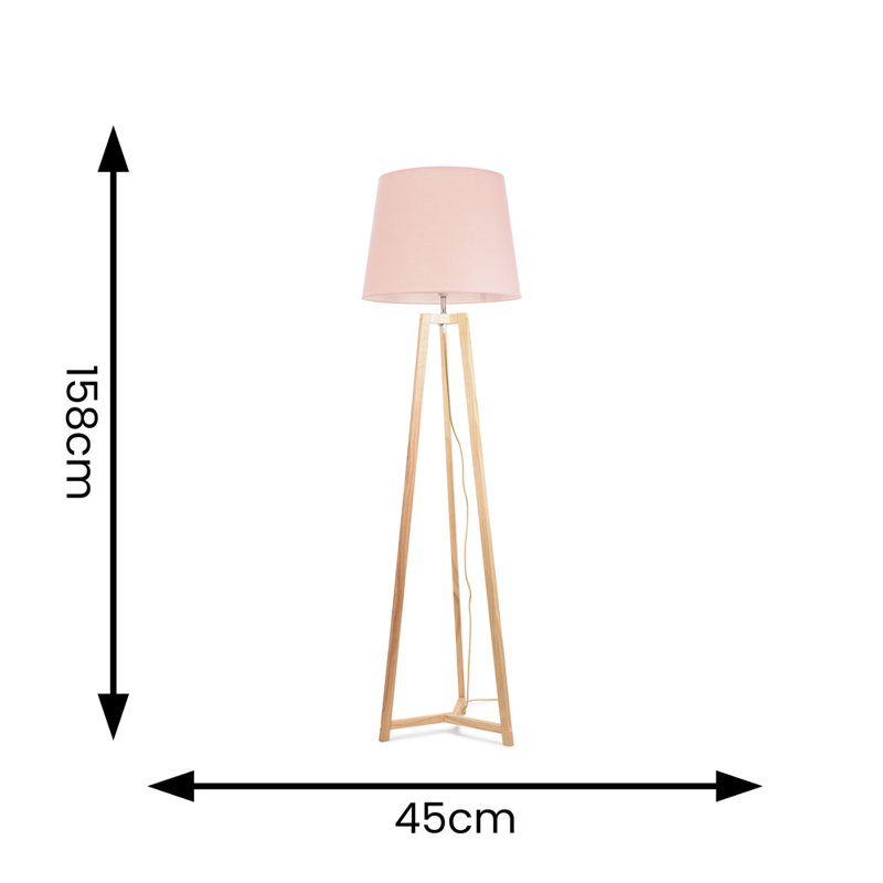 Rhavyn 158cm Natural Traditional Floor Lamp, Pink