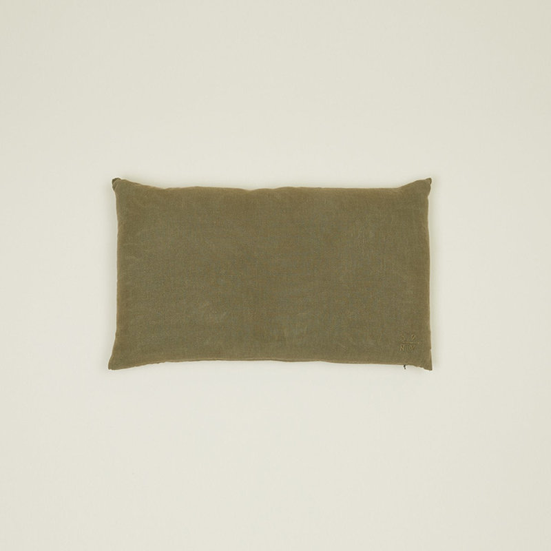 Simple Linen Pillow Cover & Insert, Olive, Rectangle 12" H x 22" W