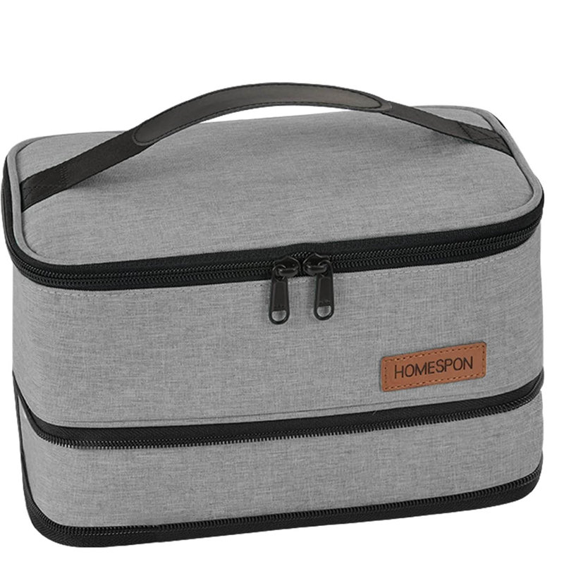 Expandable Lunch Bag With Handle, Grey