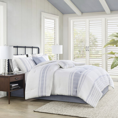 6 pièces de literie en coton - très grand | Édredon surdimensionné de style moderne avec rembourrage de rayures de couleur contrastante facile d'entretien 100% avec aspect rembourré Lavable à la machine