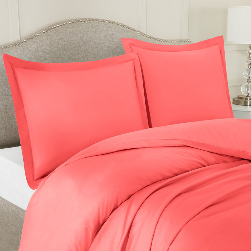  Ensemble de housse de couette ultra-doux, Rose corail, Housse de couette très grand californien et 2 tai