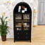 Grand garde-manger arqué avec tablettes réglables, 2 tiroirs et portes en verre-115984559