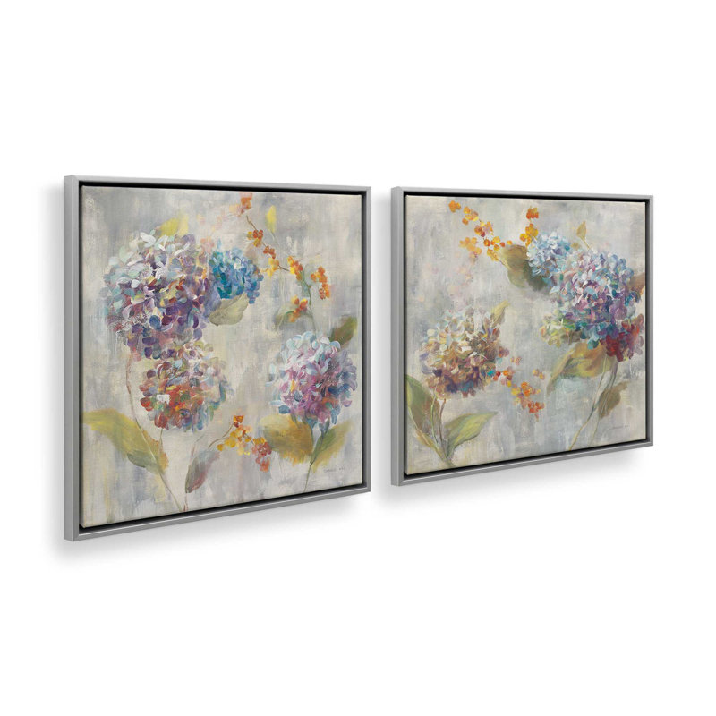 Petal Party Pop, ensemble de 2 impressions, 12" x 12", Toile avec cadre, Chrome poli