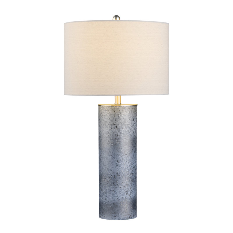 31" Glass Table Lamp With Cream Shade