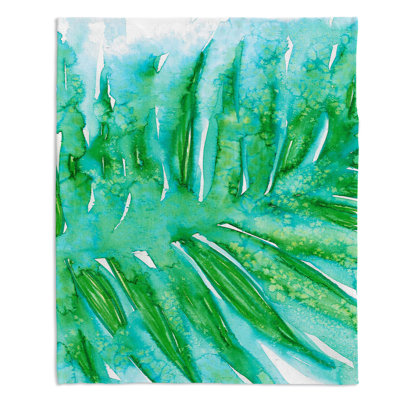 Couverture sherpa doux vert aqua paradise palm