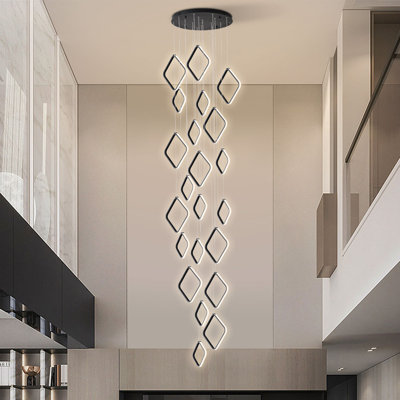 22 Rings Modern Minimalist Black Square LED Chandelier