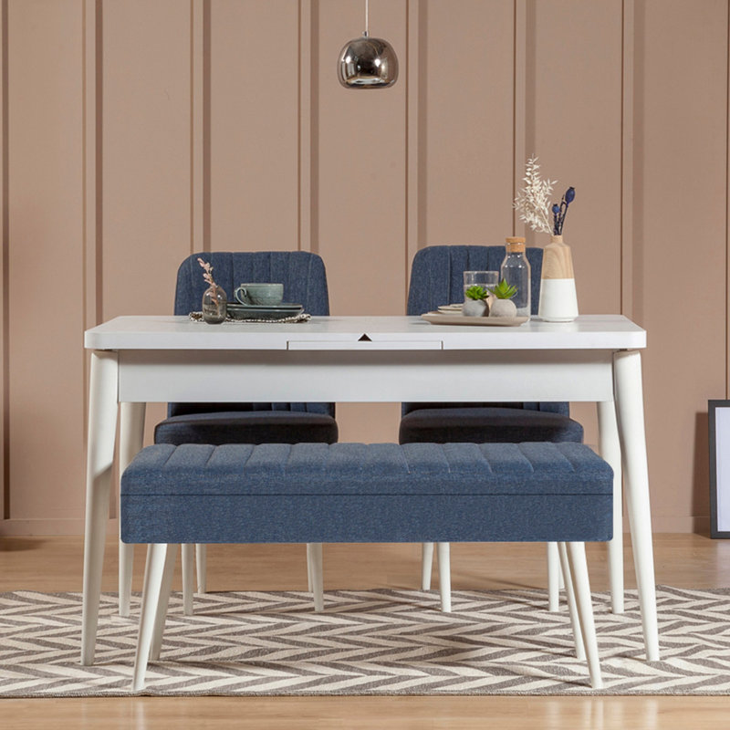 Manningtree 3 - Person Dining Set, White, Navy/White, White