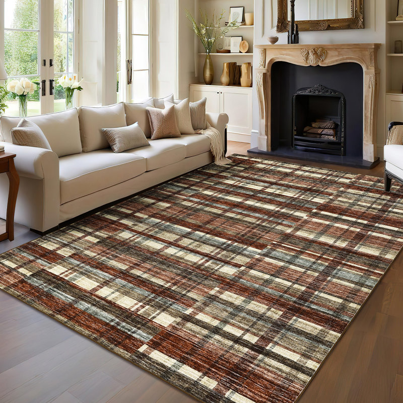 Modern Striped Area Rug Area Rug Washable Rugs Stain Resistant Easy Cleaning Non Slip Floor Cover Ultra Carpet for Home Decor