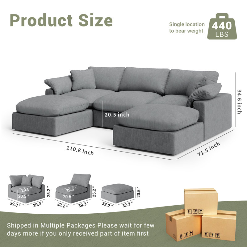 Canapé modulaire surdimensionné Cloud, Gris