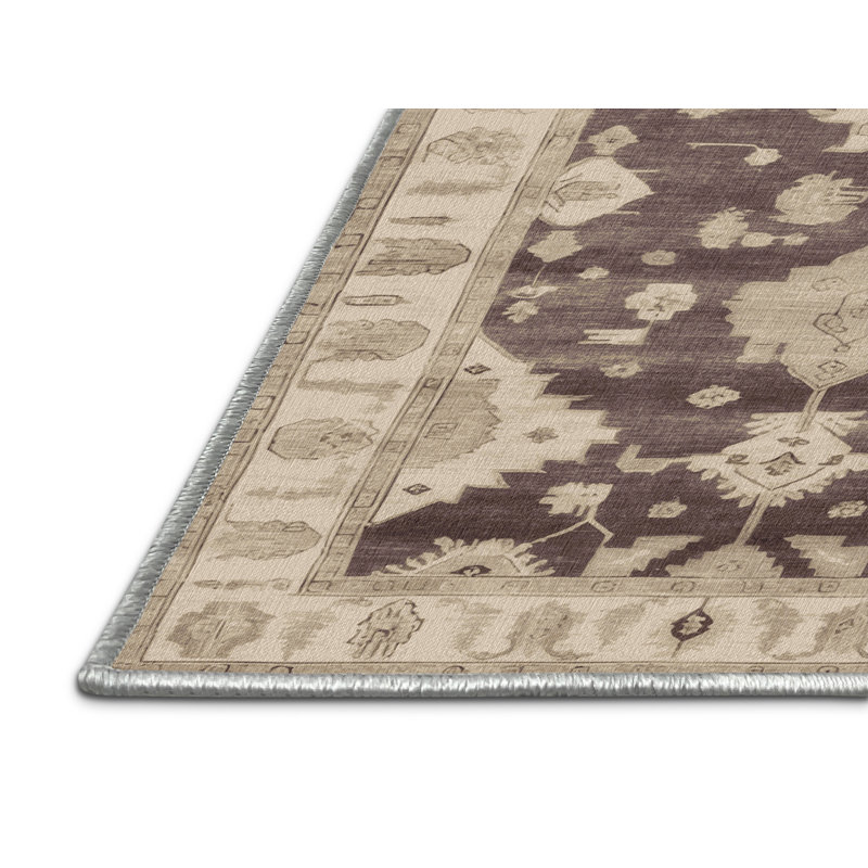 Tapis beige surteint lavable à la machine, Rectangle 8 pi x 10 pi