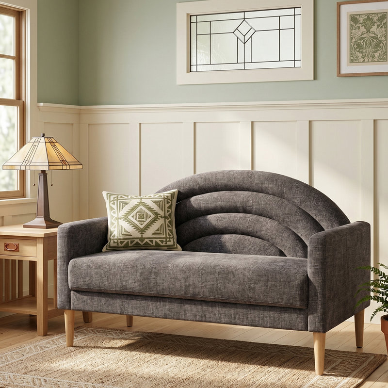 Canapé rembourré à deux places Michala, Polyester gris, H 31,5 po x l 49,6 po x P 30,7 po