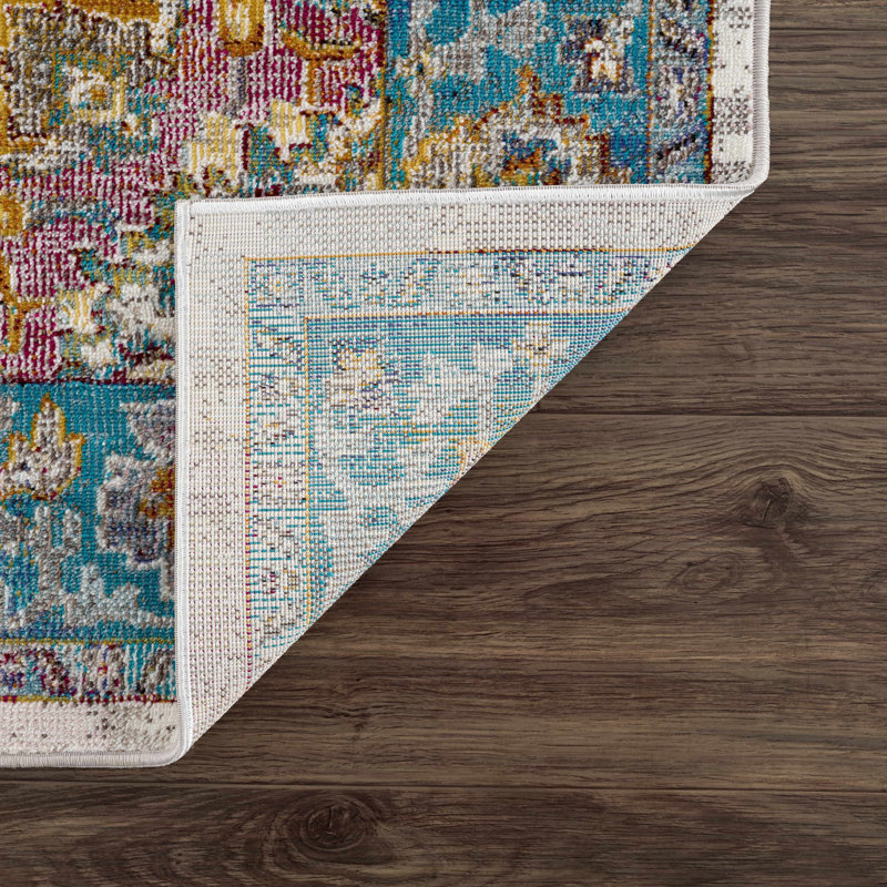 Tapis oriental bleu marine Verano, Tapis de couloir 2 pi 7 po x 7 pi 3 po